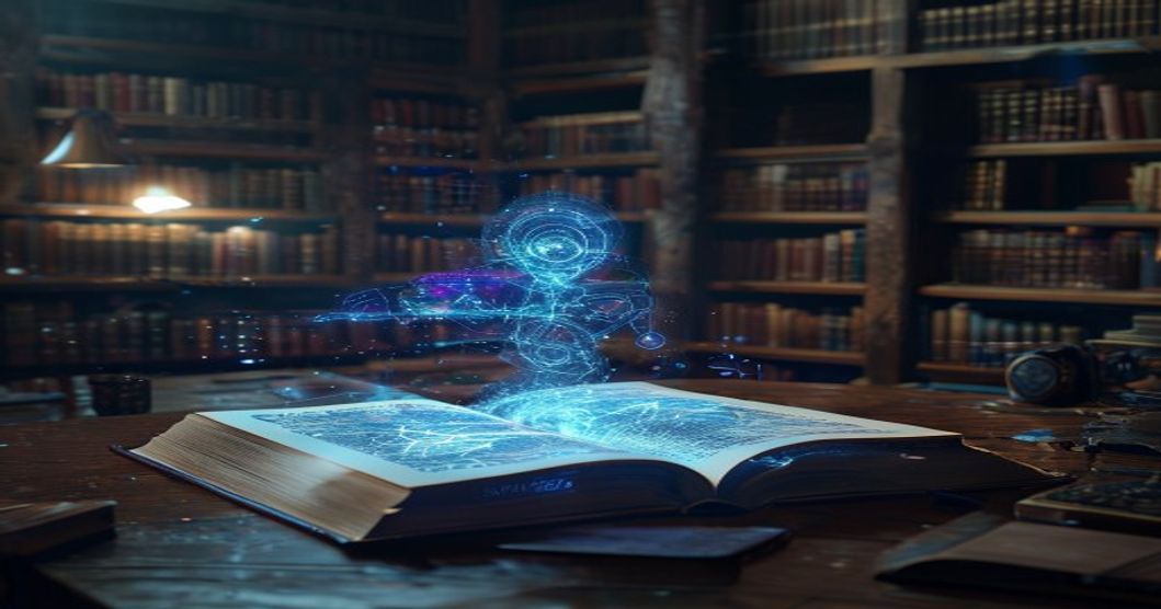 Philosophie trifft Künstliche Intelligenz – Buch mit holografischen KI-Diagrammen