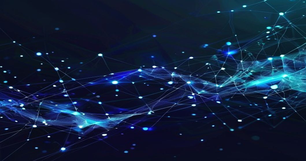 Attribution Graphs – abstrakte Darstellung neuronaler Netzwerk-Pfade als leuchtende Knotenpunkte in der Dunkelheit