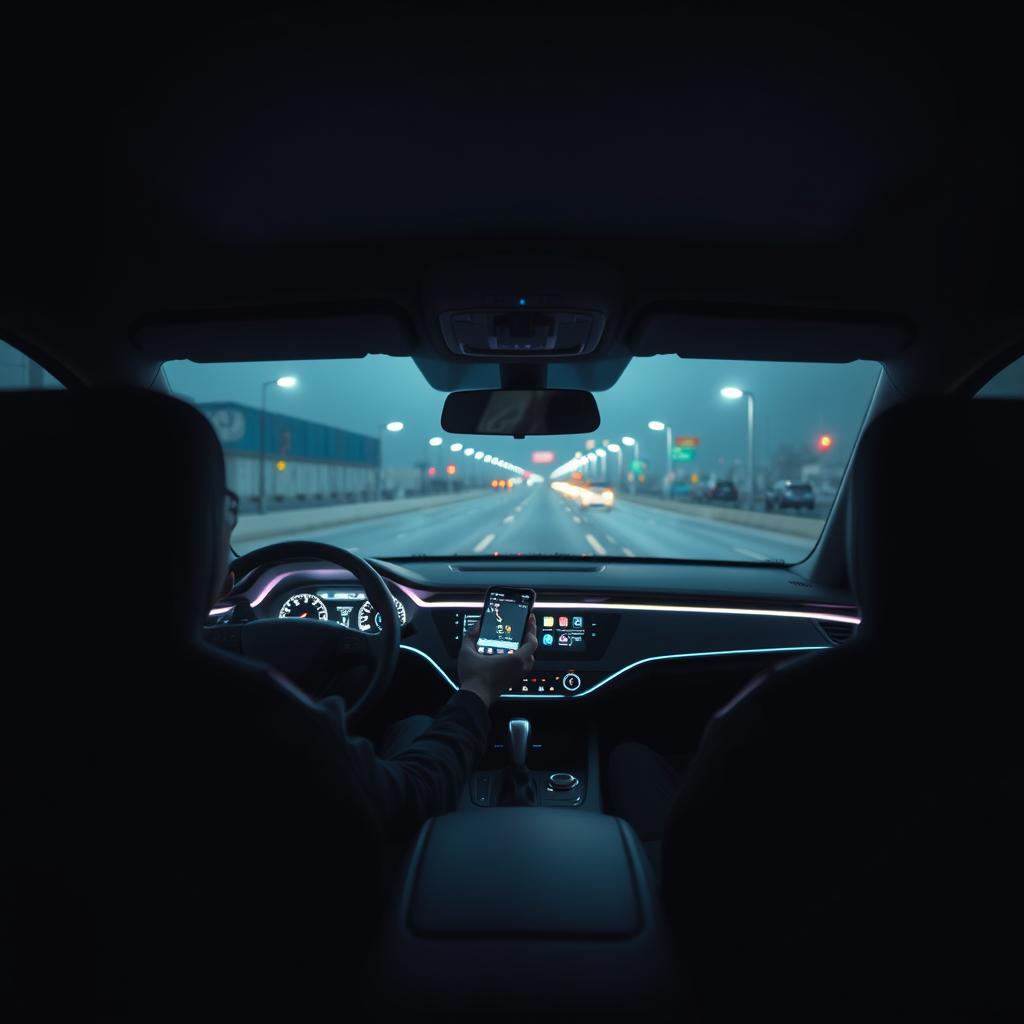 Autonomes Fahrzeug-Cockpit mit abgelenktem Fahrer - das Übergabe-Problem