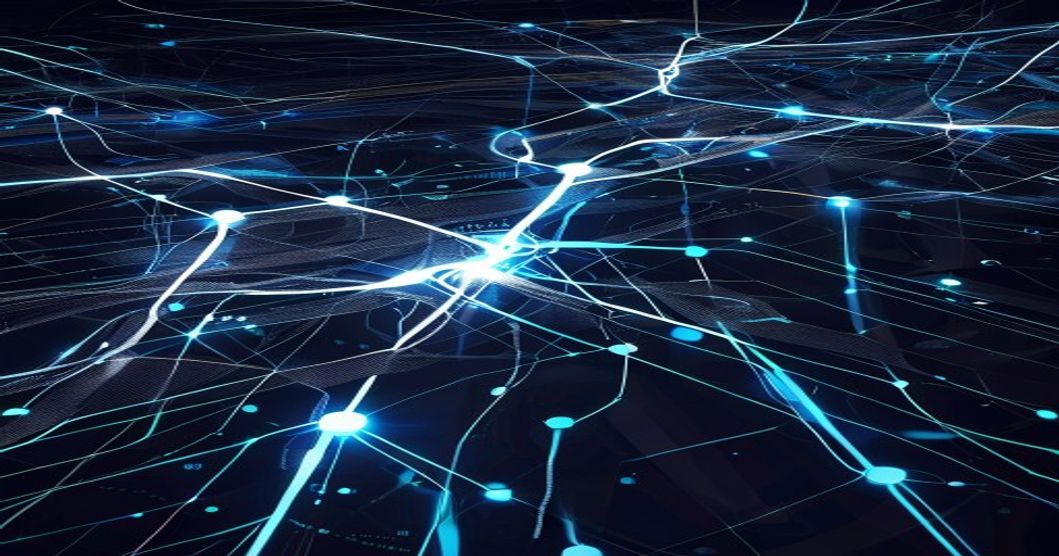 Tesla Supercharger als dezentrales Stromnetz - abstrakte Netzwerk-Darstellung