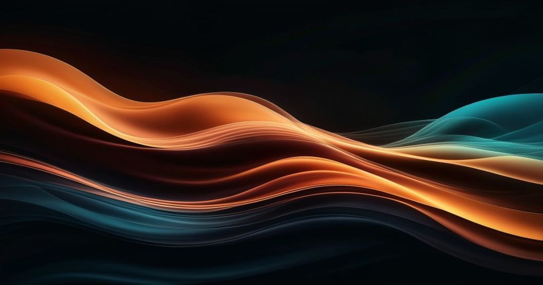 Vibe Coding und emotionale Wellen die in Code-Ströme fließen - abstrakte Darstellung