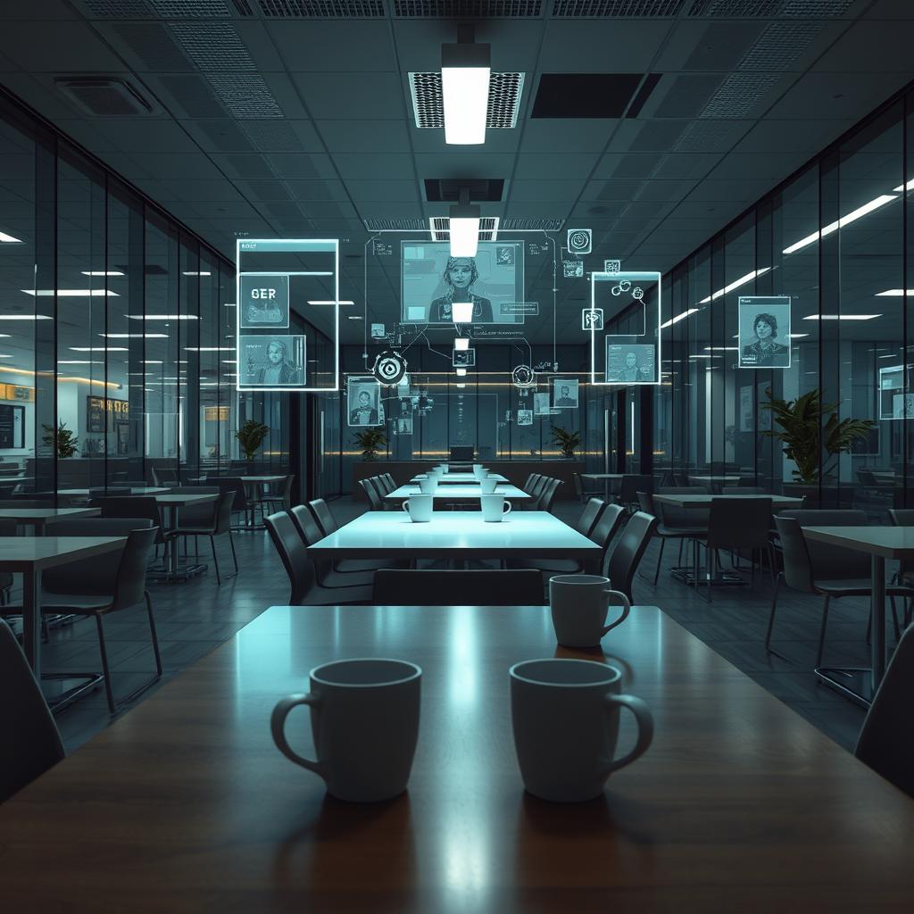 Leere Bürokantine als Symbol für verlorene informelle Innovation